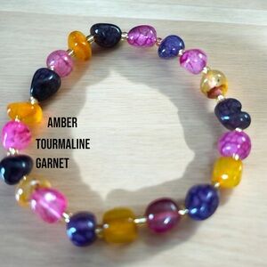 30B. Amber Garnet Tourmaline Combo Bracelet